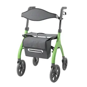 Kid-man BEGO Ultra Light Aluminium Four-Wheeled Rollator, Green, 135 kg Capacity