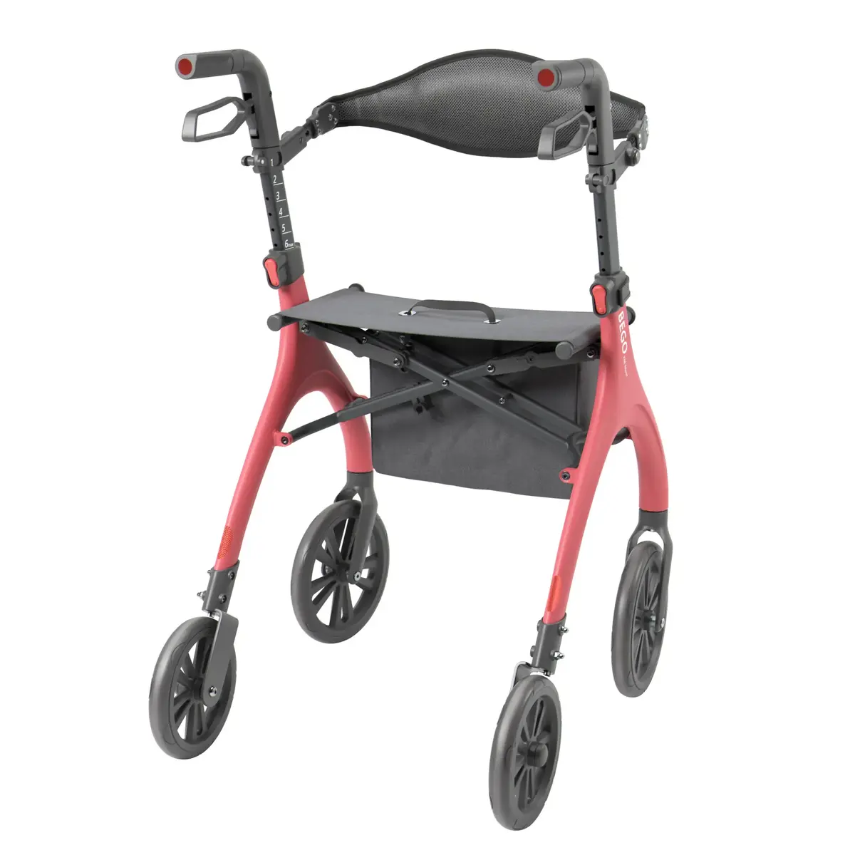 Kid-man BEGO Ultra Light Outdoor Rollator - Red Photo 2