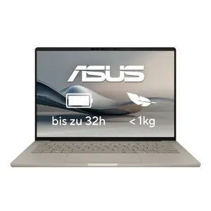Ноутбук Asus Zenbook A14 UX3407QA-QD498W, 14-дюймовый WUXGA, Snapdragon X1-26-100, 16 ГБ ОЗУ, 1 ТБ SSD, Windows 11 Home, бежевый