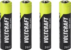 Voltcraft Micro AAA NiMH uzlādējamais akumulators 550 mAh 1.2 V Ready to Use, 4 gab.