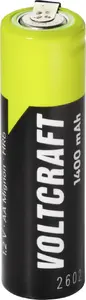 Voltcraft Mignon AA NiMH akumulators 1.2V 1400mAh ar U-veida lodēšanas mēlīti, augstas strāvas izturība