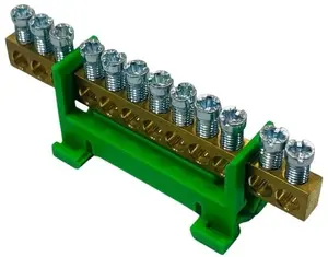MOREK PE12 Grounding Terminal Block, 12-Way, Green, 16mm
