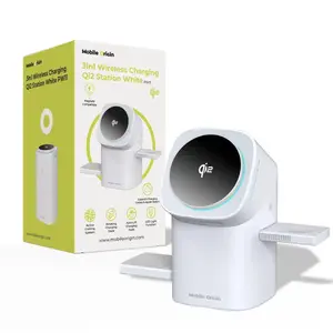 Mobile Origin WCHS-PW11-WHT PDA/mobīlo telefonu lādētājs Viedtālrunis, Viedais rokas pulkstens Smartwatch, Austiņas Balts USB Bezvadu lādēšana Ātrā uzlāde Iekštelpas