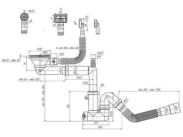 ANI PLAST F5345SA15EU Kitchen Sink Siphon Photo 2