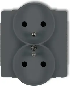 Двойная розетка Karlik DECO Soft с заземлением для рамки, графитовый матовый
