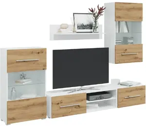vidaXL 5-częściowyęściowe szafki pod telewizor z oświetleniem LED