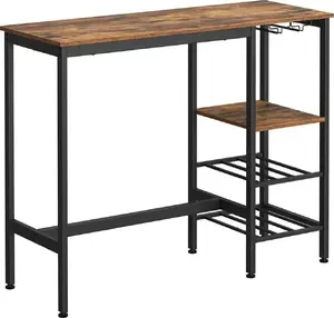 Vasagle Industrial Bar Table with Wine Glass Holder and Bottle Rack
