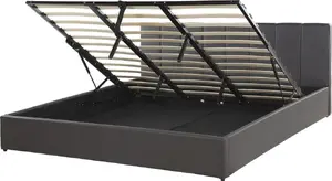 Кровать с подъемным механизмом Beliani DREUX 180 x 200 см серая