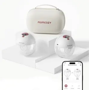 Momcozy M5 Smart Wearable Breast Pump, Wireless Double Electric Pump with App Control, Red