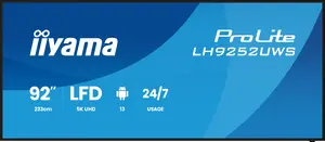 iiyama LH9252UWS-B1AG 92" UltraWide 5K HD LCD Дисплей для рекламы Kiosk Design Android Wi-Fi 500 кд/м² 24/7 Черный