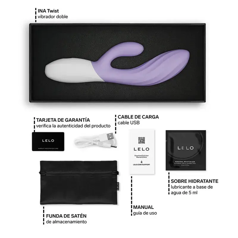 Двойной вибратор LELO INA TWIST — лавандовый Photo 6