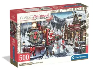 Clementoni Puzzle 500 Xmas Coll. Train Station Snowman (8005125356270)