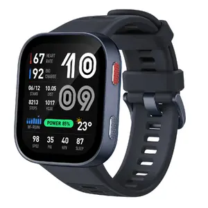 Amazfit Bip Max Smartwatch with 2.07" AMOLED Touchscreen, GPS, Bluetooth, Heart Rate Monitor, 4 GB Memory, and Blue Silicone Strap