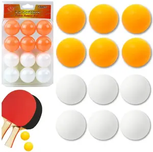 LEANToys Table Tennis Balls, 12-Piece Set, White and Orange