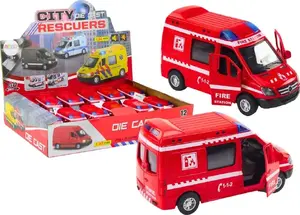 LeanToys Auto Strażackie 1:32 Otwierane Drzwi Światła Dźwięki Napęd Czerwony