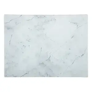 FIVE_S_SMART Glass Cutting Board 30x40 cm White Marble Pattern