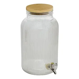 NENURODYTA_V Glass Beverage Dispenser with Tap, 6 Liters