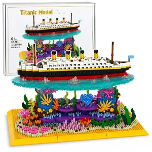 LEANToys Titanic Ship on Coral Reef Construction Building Blocks Set, 3892 Pieces