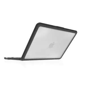 STM Dux Ultra aizsargapvalks MacBook Neo 13 collu datoram, caurspīdīgs un melns