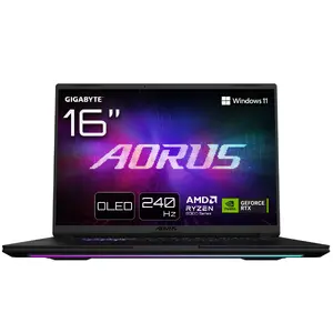 GIGABYTE AORUS MASTER 16 8XJJ4DEE64SP laptops/portatīvais dators AMD Ryzen™ 9 8940HX 40,6 cm (16") WQXGA 32 GB DDR5-SDRAM 1 TB SSD NVIDIA GeForce RTX 5070 Ti Laptop GPU Wi-Fi 7 (802.11be) Windows 11 Pro Vācu Melns