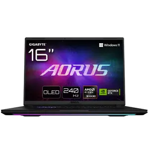 GIGABYTE AORUS MASTER 16 6YJM5DEE65SP laptops/portatīvais dators AMD Ryzen™ 9 9955HX3D 40,6 cm (16") WQXGA 32 GB DDR5-SDRAM 2 TB SSD NVIDIA GeForce RTX 5080 Laptop GPU Wi-Fi 7 (802.11be) Windows 11 Pro Vācu Melns