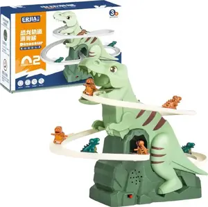 LEANToys Dinosaur Climbing Track with Slide, Lights and Sound Effects