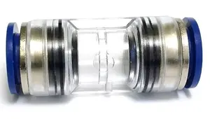 Microduct connector with metal insert - straight, transparent, dia. 14/10mm, waterproof