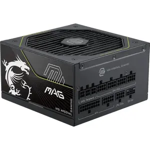 MSI MAG A1000PLS PCIE5 1000W (black, 1x 12-pin high power GPU, 4x PCIe, cable management, 1000 watts)