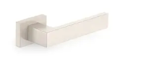 METAL-BUD CUBE RT Indoor Door Handle, SQ Rosette, Satin Nickel