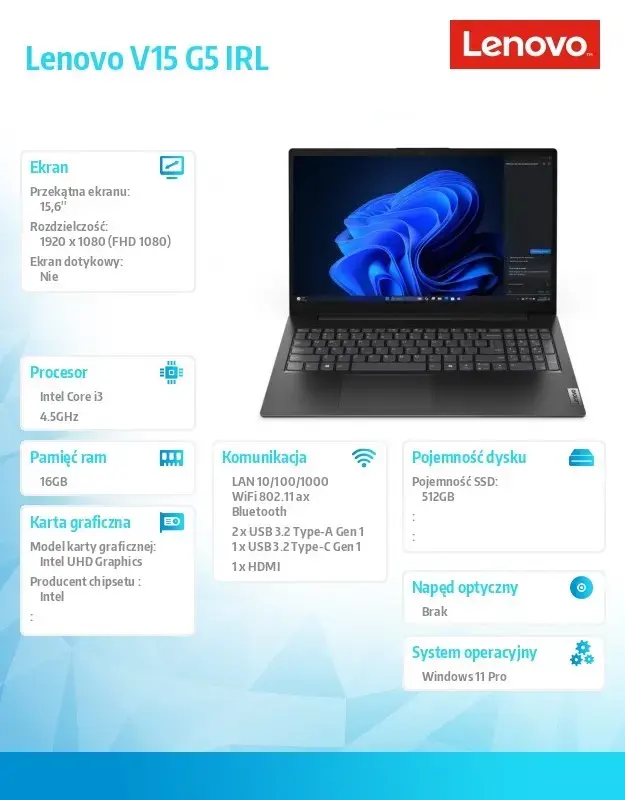 Lenovo V15 G5 portatīvais dators | Intel Core i3-1315U | 16GB/512GB Photo 10