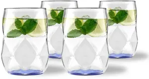 Vialli Design Geo Fondo Glass Set, 450 ml, 4 Pieces, Blue