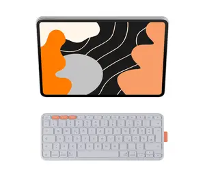 Logitech Flip Folio Keyboard Case for Apple iPad Pro 13-inch M4 and iPad Air 13-inch M2/M3, QWERTZ German Layout, Bluetooth, Light Grey