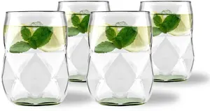 Vialli Design Geo Fondo Drinking Glasses Set, 450 ml, Green, 4 Pieces