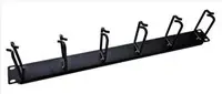 Lexi-NET 19" 1U Cable Management Panel, Metal, 6x 40x80mm Hooks, Black