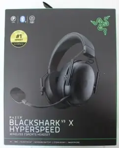 Razer BlackShark V3 X HyperSpeed bezvadu spēļu austiņas, pilna izmēra, 50mm draiveri, trokšņu slāpējošs mikrofons, melnas