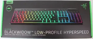 Razer BlackWidow V4 Low-Profile HyperSpeed bezvadu mehāniskā tastatūra ar Green slēdžiem un RGB izgaismojumu, US izkārtojums