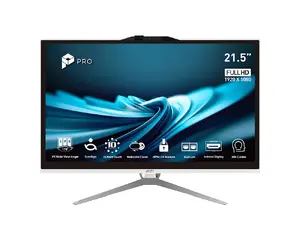MSI PRO AP222T 14MA viss-vienā dators, 21.5 collu FHD skārienekrāns, Intel Pentium Gold G7400, 8GB RAM, 128GB SSD, Windows 11 Pro, balts
