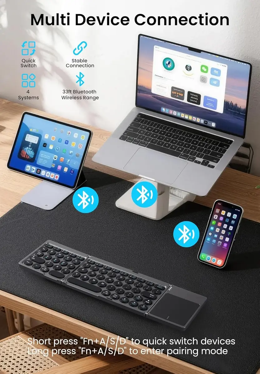 Riff KF86 Universal Folding Bluetooth Keyboard with Touchpad Photo 4