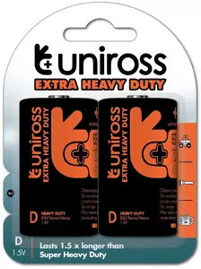 Uniross R20 D Extra Heavy Duty cinka-oglekļa baterijas, 2 gab.