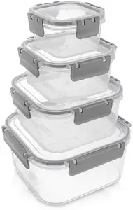 Набор контейнеров для пищевых продуктов Excellent Houseware с крышками и уплотнителем, 4 шт.