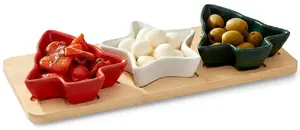 Schmith HVX039611-SWPRO Set of 3 Christmas Bowls on a Wooden Tray