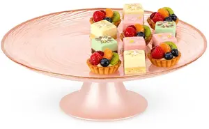 Стеклянная подставка для торта на ножке Home&Styling Collection, розовая, 21 см