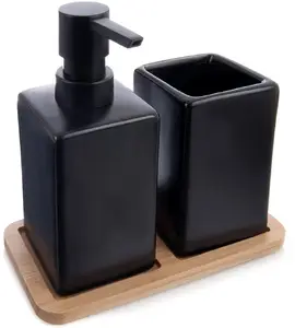 Aptel 3-piece bathroom accessory set, dolomite, black