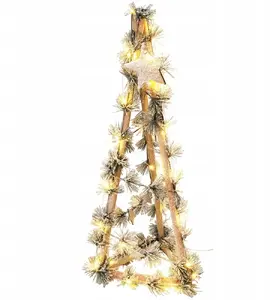 Dekoracja świąteczna Slowmoose Choinka świecąca stożek drewniana 68 cm