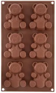 KOOPMAN Silicone Muffin Baking Mold, Bear Shape, Brown