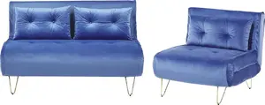 Beliani VESTFOLD 3-Seater Velvet Sofa Navy Blue