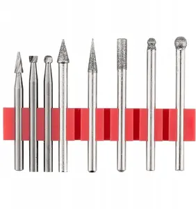 GRAPHITE 56T657 Diamond Burr Set for Rotary Tools, 8 Pieces