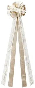 Slowmoose Kokarda dekoracyjna na choinkę kremowa złota 130x33 cm