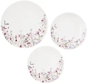 Florina Zestaw serwis obiadowy porcelanowy kwiaty LOUKA 18 el.