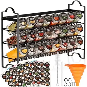 Vilde Spice Rack with 24 Glass Jars and 90 Labels